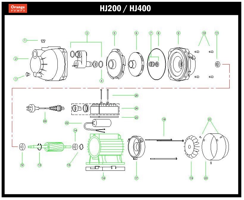 HJ200-HJ400 Exploded Product Image