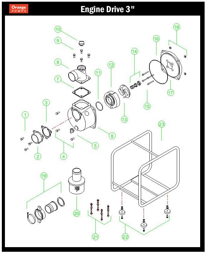 3" Engine Drive Exploded Product Image