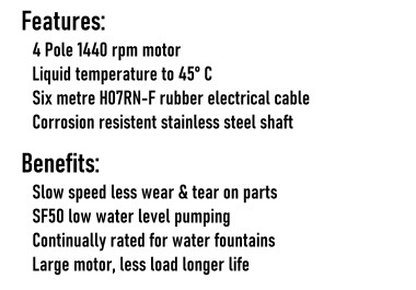 1440 RPM 4 Pole Motor Pump Series Benefits & Features